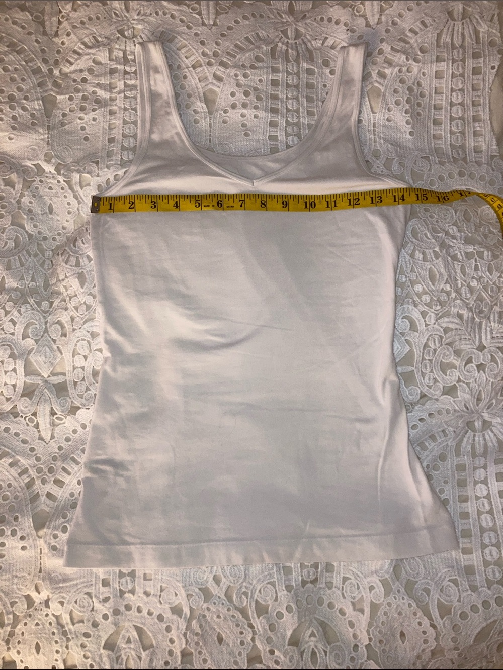 Women's Felina Scoop Neck Tank Top in white. Size S. Measurements in pics.